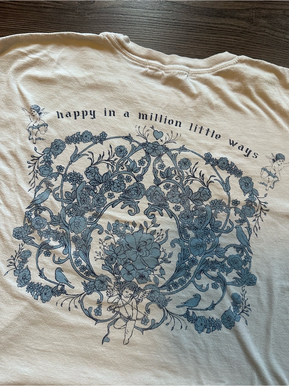 Project Social T Oversized Graphic Tee L/XL Angel Floral Cottagecore Boho - Picture 6 of 8